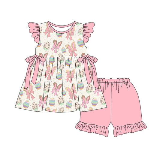 Preorder (moq 5)Baby Girls Flutter Sleeve Mama's Girl Flowers Tunic Ruffle Shorts Clothes Set