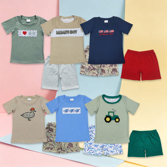 USA Shop Sibling Baby Boys Embroidery Top Shorts Clothes Sets