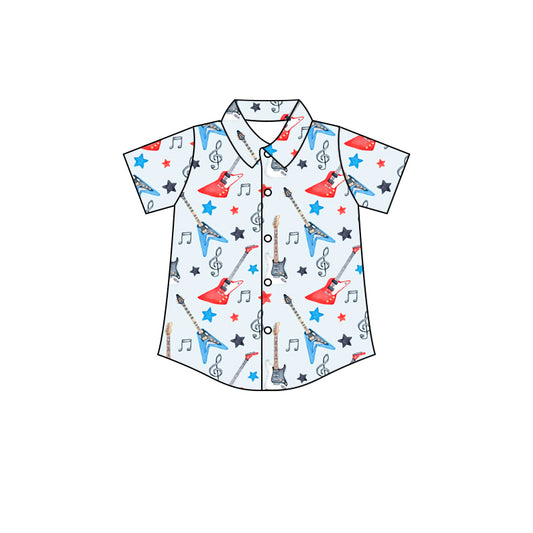 Baby Boys Guitar Short Sleeve Buttons Tee Shirts Tops preorder (moq 5)