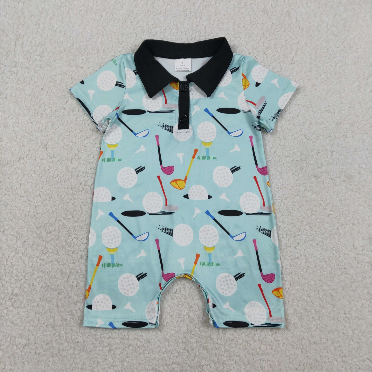 Baby Boys Short Sleeves Golf Button Rompers