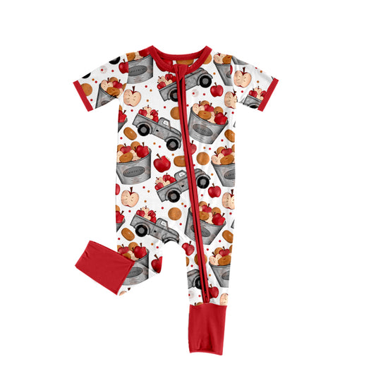 Baby Infant Toddler Apple Short Sleeve Zip Rompers preorder(moq 5)