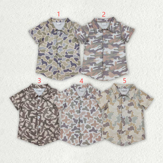Sibling Baby Boys Short Sleeve Southern Hunting Camo Button Shirts Top