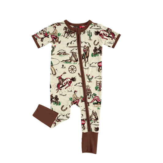 Baby Infant Boys Rodeo Cactus Brown Zip Sleepers Rompers preorder(moq 5)