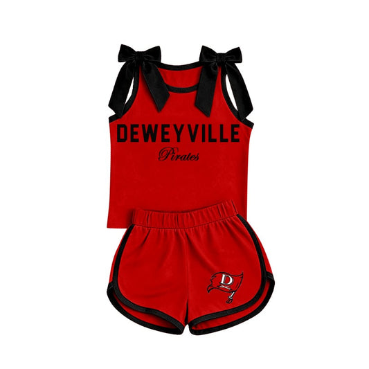 Preorder (moq 5)Baby Girls Deweyville Pirates Bows Shirts Shorts Clothes Sets