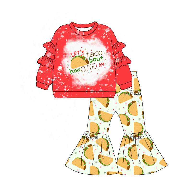 Baby Girls Taco Red Tee Shirt Bell Pants Clothes Sets preorder(MOQ 5)