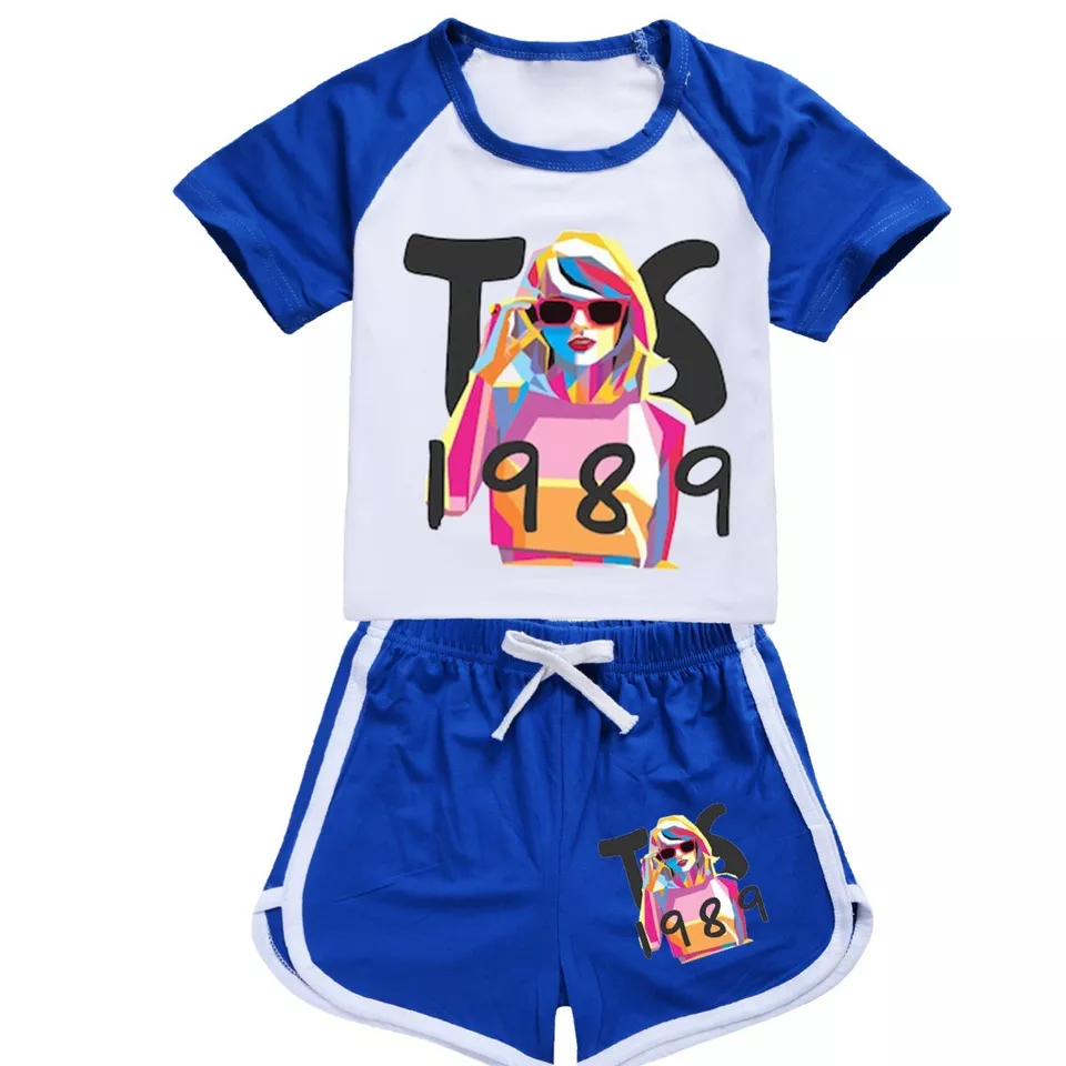 Baby Girls Blue Singer 1989 Shirt Sports Shorts Clothes Sets Preorder(moq 5)