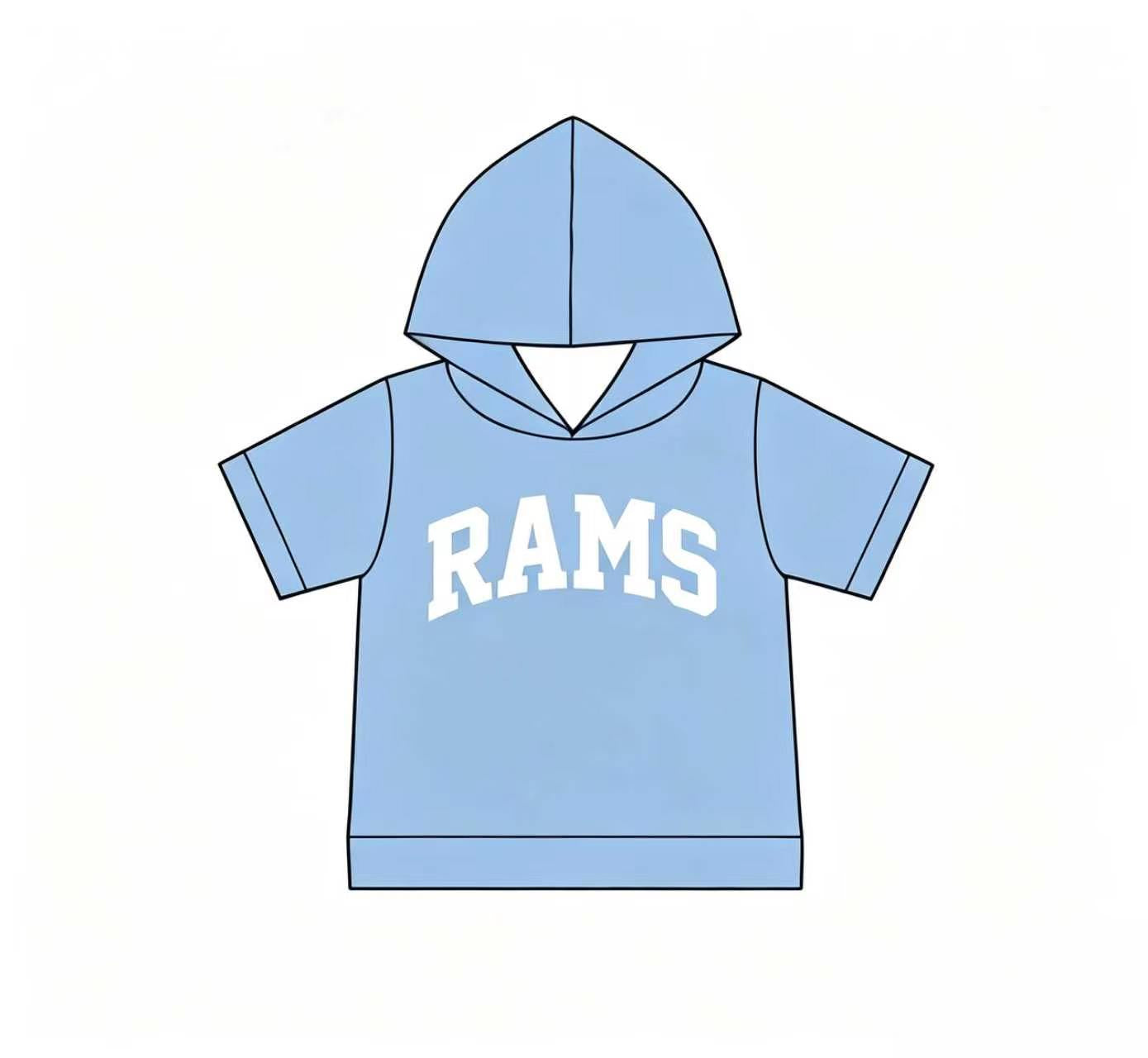 Preorder (moq 5)Baby Boys Short Sleeve Blue Rams Team Hoodies Top