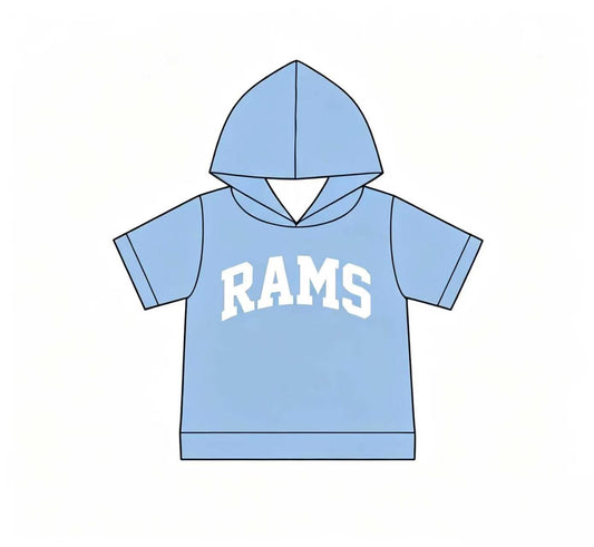 Preorder (moq 5)Baby Boys Short Sleeve Blue Rams Team Hoodies Top