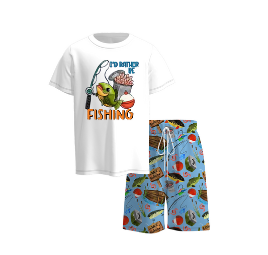 Baby Boys Fishing Top Shirt Shorts Summer Clothes Sets Preorder(moq 5)