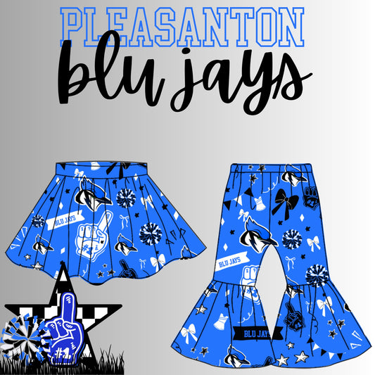 Preorder(moq 8 Each)Baby Girls Pleasanton Blu Jays Skorts and Pants Team