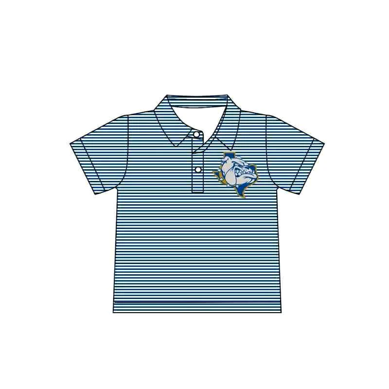 Preorder(moq 5) Baby Boys Blue Dog Team Short Sleeve Tee Pullovers Shirts Tops