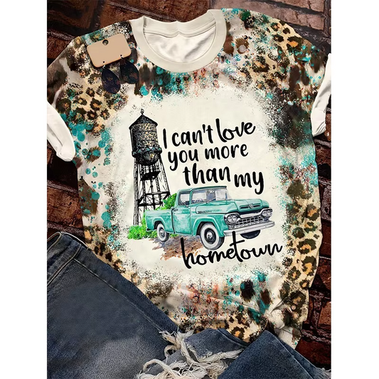 Preorder moq 5 Adult Women Western I Can't Love You More Than My Hometown Bleached Tee Shirts Tops