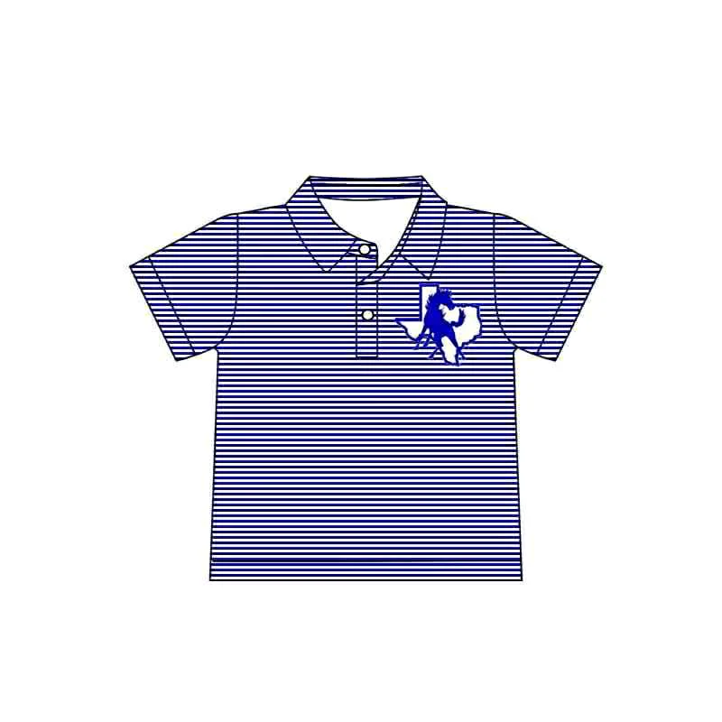 Preorder(moq 5) Baby Boys Blue Horse Team Short Sleeve Tee Pullovers Shirts Tops
