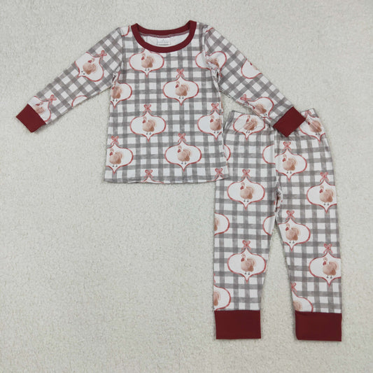 Baby Girls Turkey Checked Top Pant Thanksgiving Pajamas Sets