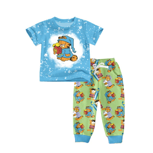 Baby Boys Cartoon Cat Shirt Pants Pajamas Clothes Sets Preorder(moq 5)
