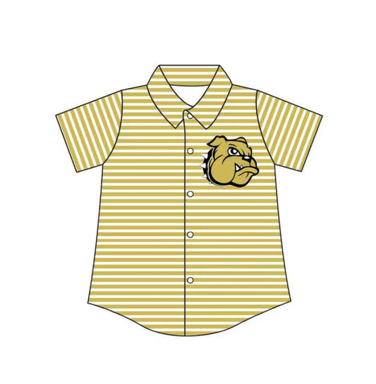 Preorder (moq 5)Baby Boys Yellow Stripe Nederland Bulldogs Team Button Shirt Top
