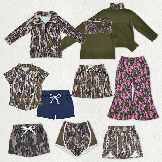 Sibling Baby Boys Girls Southern Camo Button Shorts Clothes Set Pullovers Pants Shorts