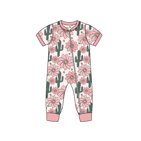 Baby Infant Girls Cactus Flowers Zip Rompers preorder(moq 5)