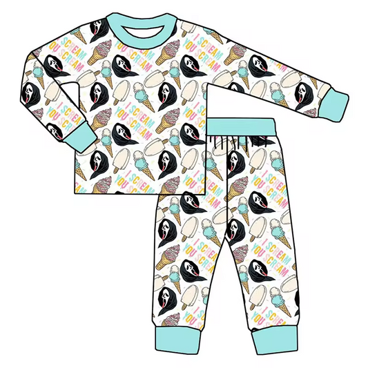 Baby Boys Bamboo Halloween Call Ghost Shirt Pants Pajamas Clothes Sets Preorder(moq 5)