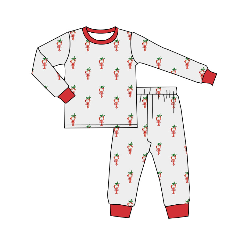 Baby Boys Christmas Crawfish Top Pants Pajamas Clothes Sets Preorder(moq 5)