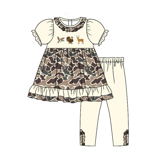 Baby Girls Turkey Camo Ruffle Top Pants Clothes Sets Preorder(moq 5)