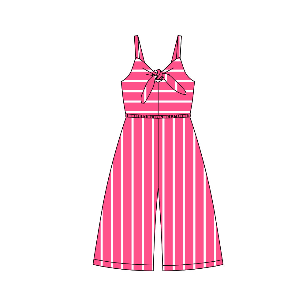 Adult Women Pink Stripes Straps Jumpsuits Preorder(moq 5)