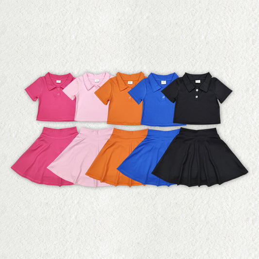 Sibling Baby Girls Buttons Shirt Skirt Active Wear Clothes Sets