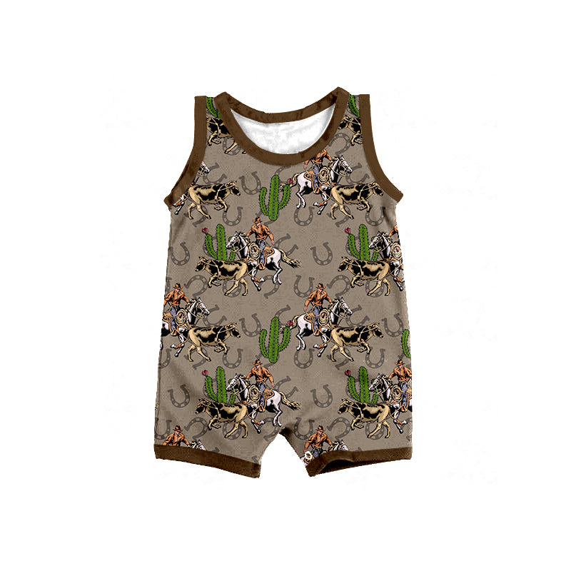 Baby Infant Boys Rodeo Cactus Sleeveless Rompers preorder(moq 5)