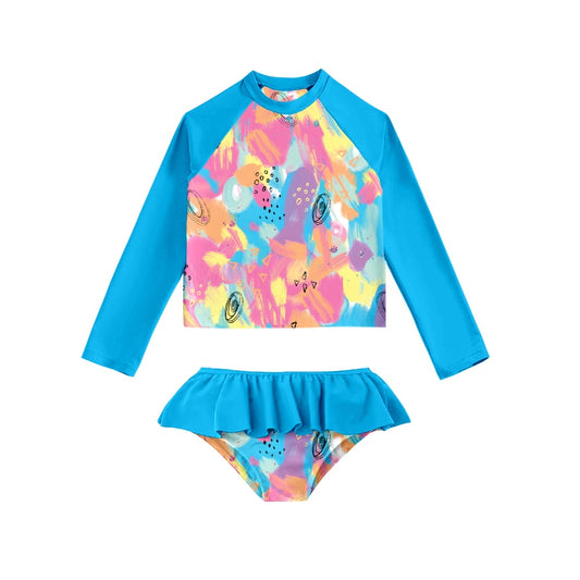 Baby Girls Tie Dye Long Sleeve Top 2pcs Swimsuits preorder(moq 5)