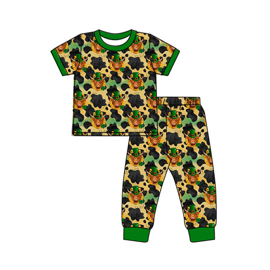 Baby Boys St Patrick Highland Cow Top Pants Pajamas Clothes Sets preorder(MOQ 5)