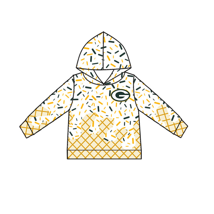 Preorder (moq 5)Baby Boys Drip Sprinkles Green Bay Packers Team Long Sleeves Hoodies Top