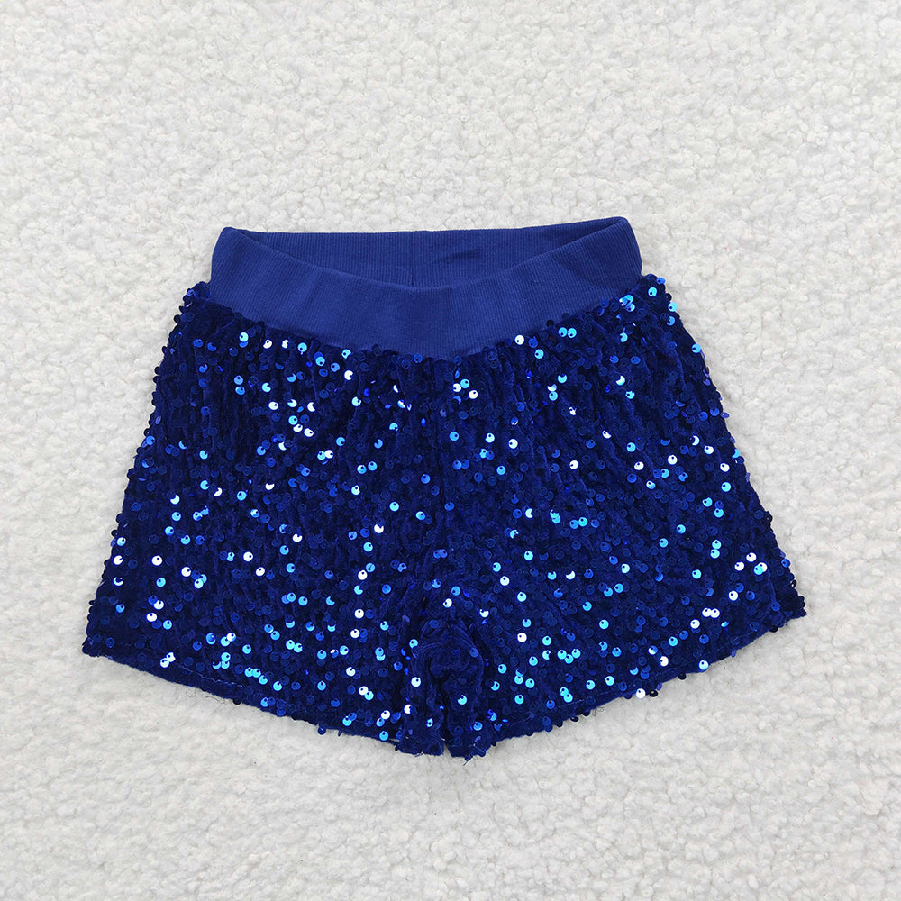 Baby Girls Red Blue Sibling Sister Sequin Summer Shorts