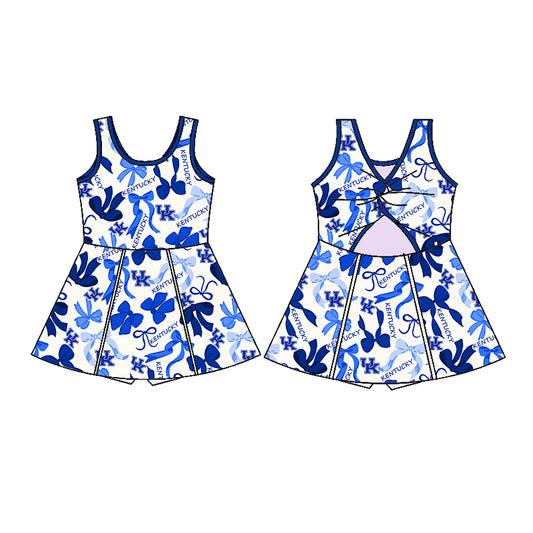Preorder (moq 5)Baby Girls UK Team Sleeveless Back Bow Straps Dresses