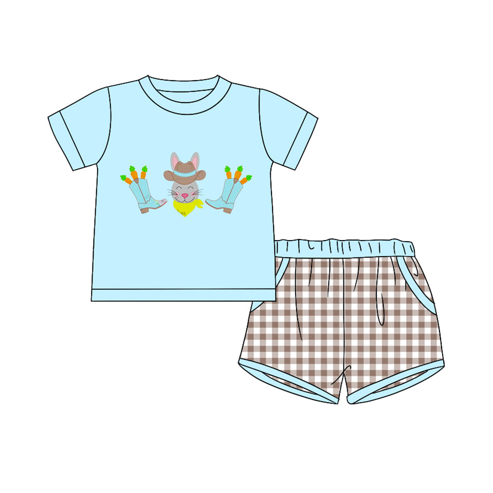 Baby Boys Western Easter Boots Top Checkered Shorts Clothes Sets preorder(MOQ 5)