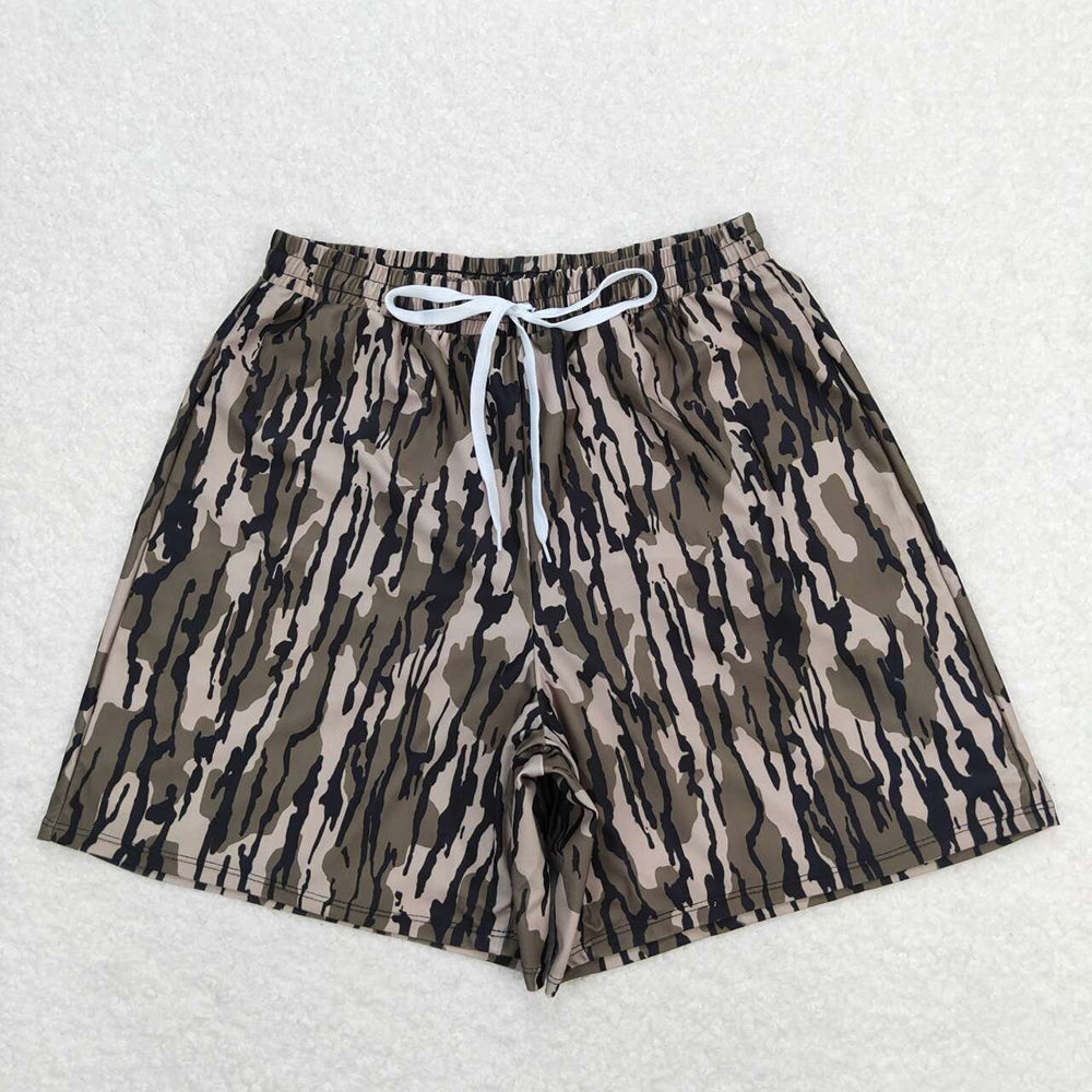 Adult Man Green Camo Bottom Trunk Shorts Swimwear