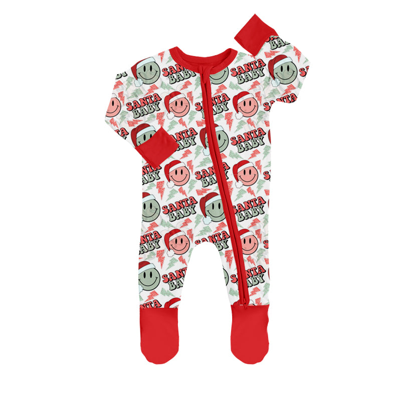 Baby Infant Christmas Santa Baby Zip Rompers preorder split order Nov 5th