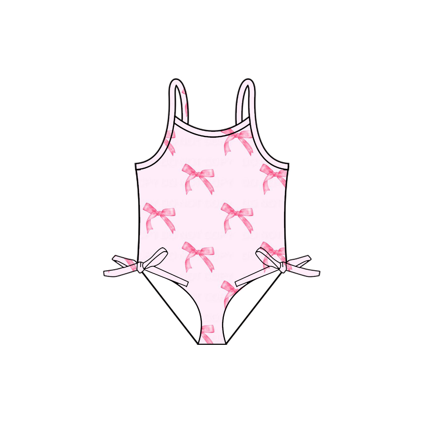 Baby Girls Pink Bows One Piece Straps Swimsuits preorder (moq 5)