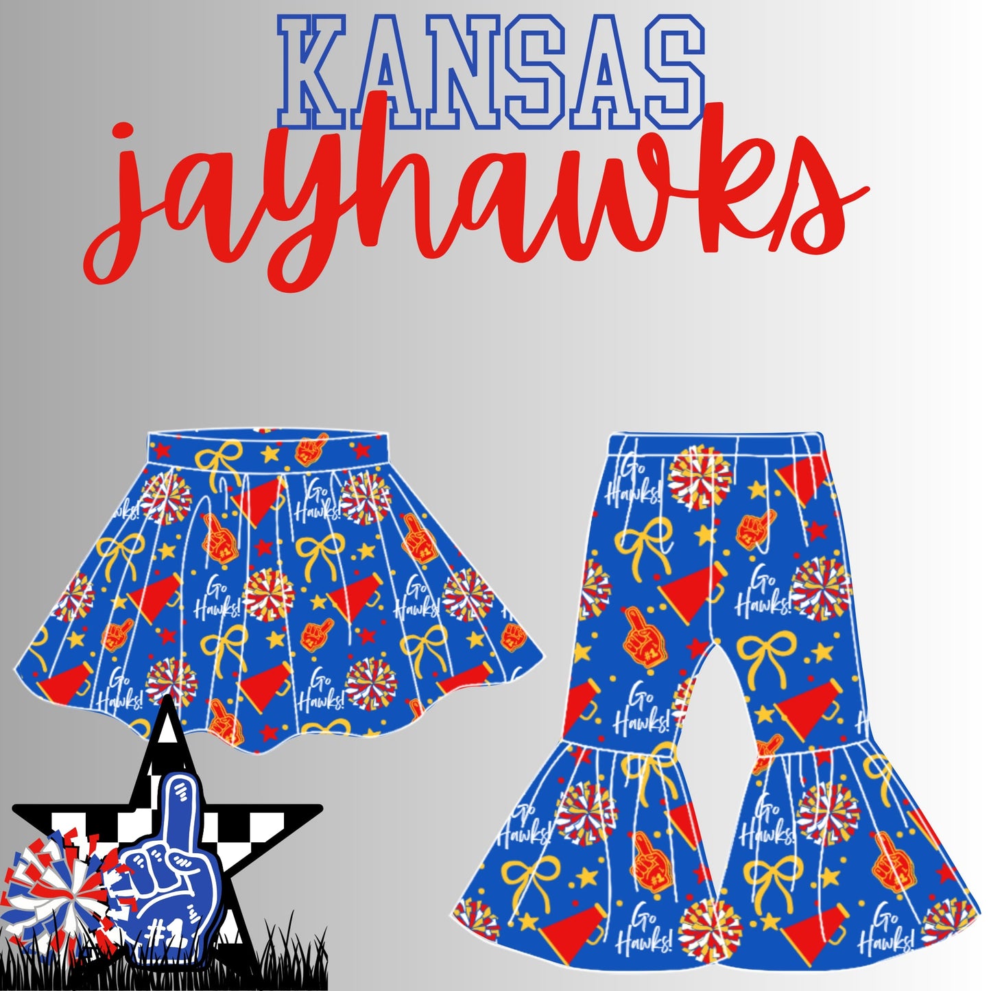 Preorder(moq 8 Each)Baby Girls Cansas Jayhawks Skorts and Pants Team