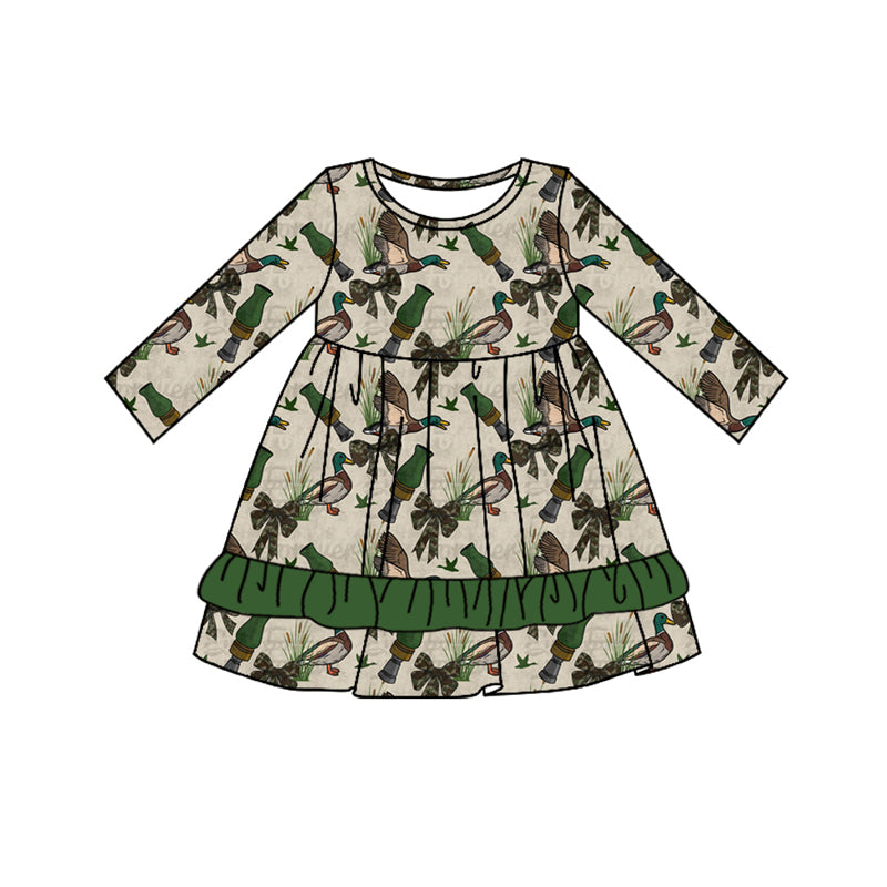 Baby Girls Ducks Bows Hunting Knee Length Dresses preorder(MOQ 5)