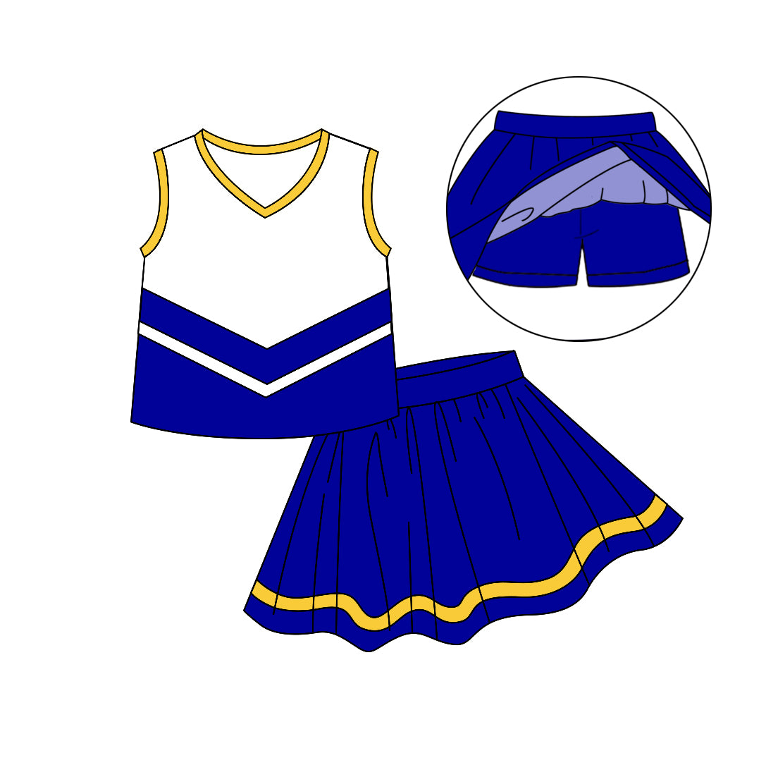 Baby Girls Blue Cheerleader Skirts Team Clothing Sets preorder(moq 5)