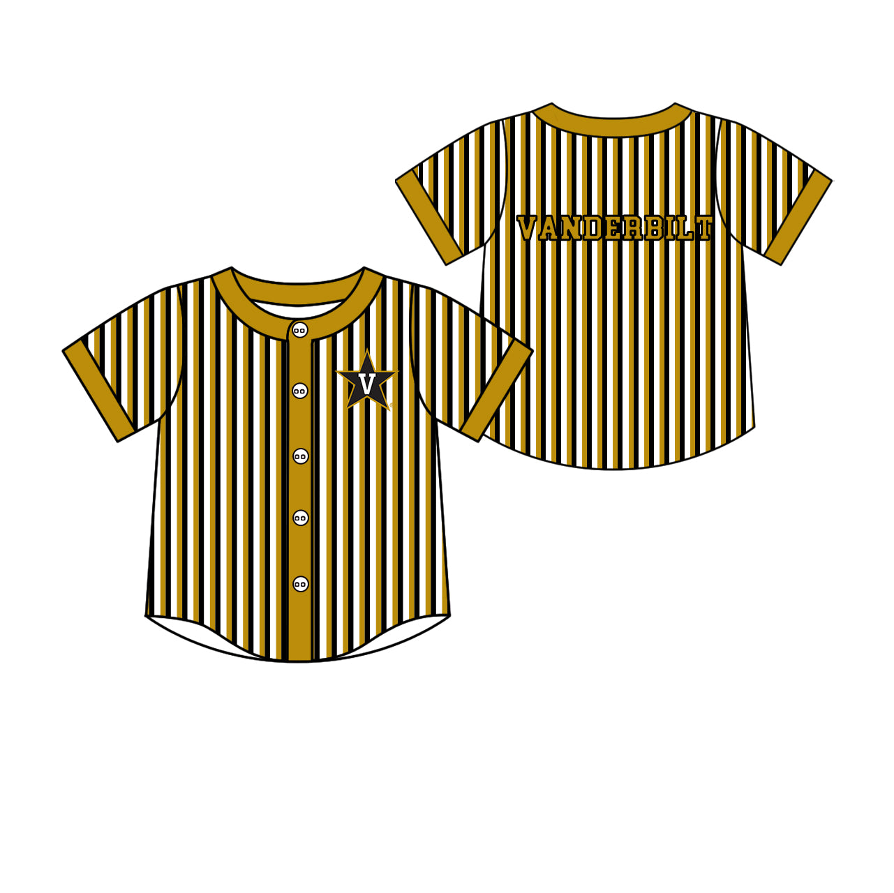 Preorder (moq 5)Baby Boys Short Sleeve Vanderbilt Stripe Team Button T-shirts Top