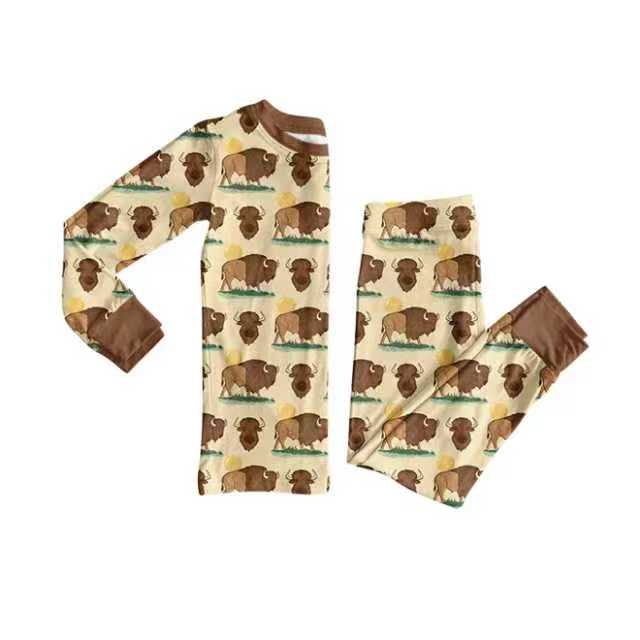 Preorder (moq 5)Baby Boys Bulls Top Pants Western Pajamas Set