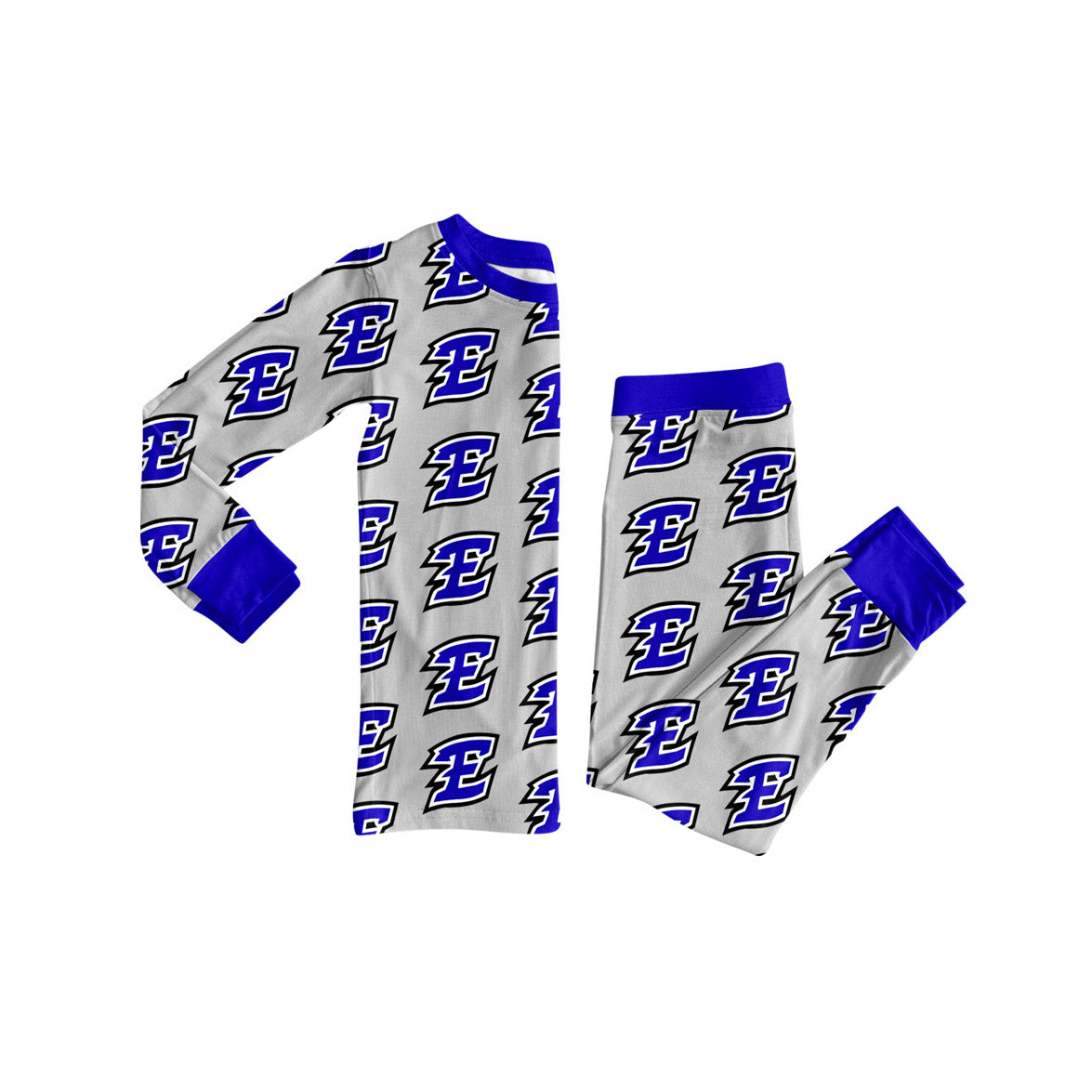 Preorder (moq 5)Baby Grey E Team Leopard Plaid Top Pants Pajamas Sets