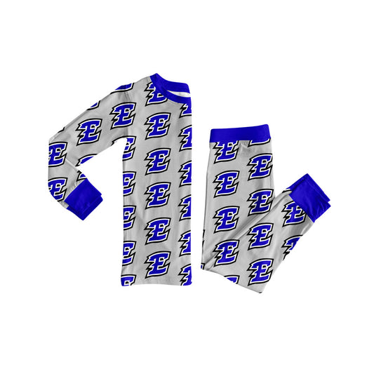 Preorder (moq 5)Baby Grey E Team Leopard Plaid Top Pants Pajamas Sets