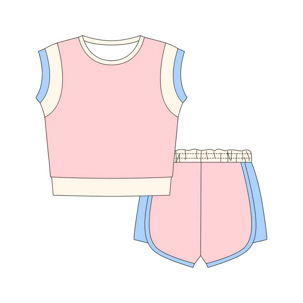 Baby Girls Pink Top Shorts Cotton Clothes Sets Preorder