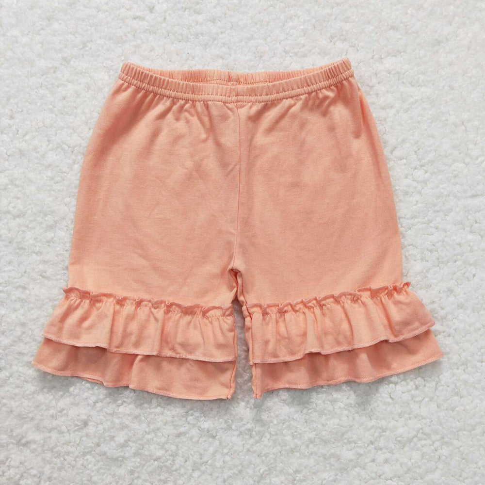 Baby Girls Summer Solid Color Cotton Double Ruffle Shorts