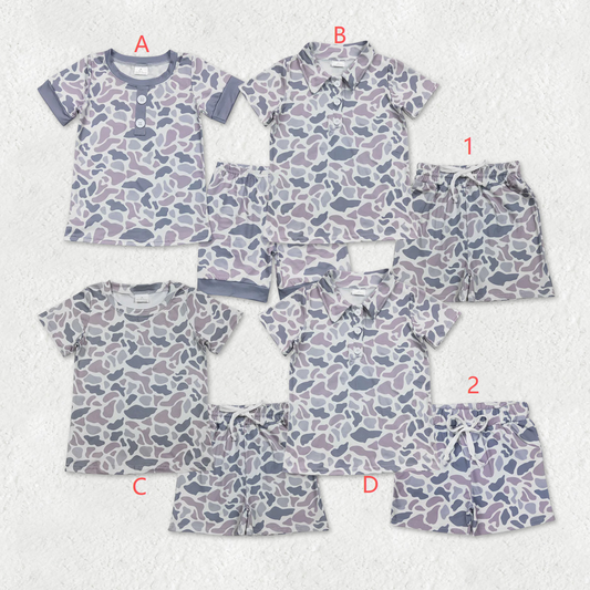 Sibling Baby Boys Southern Light Grey Camo Shirts Tops Shorts Pockets Short Clothes Sets