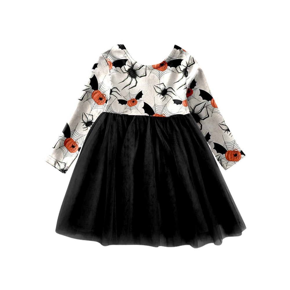 Baby Girls Halloween Pumpkin Bat Tutu Knee Length Dresses Preorder(moq 5)