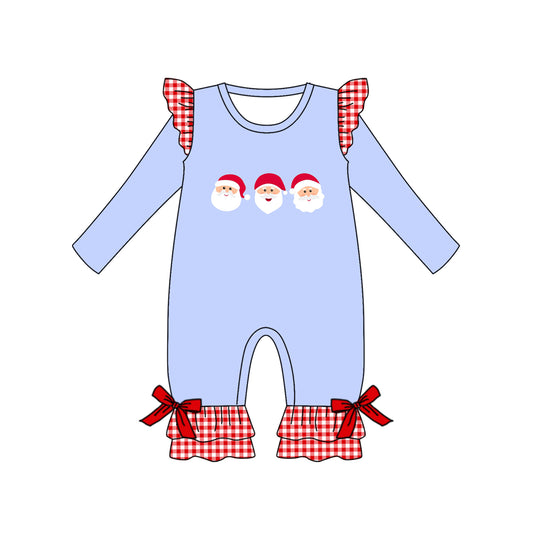 Baby Girls Christmas Santa Blue Rompers preorder(moq 5)