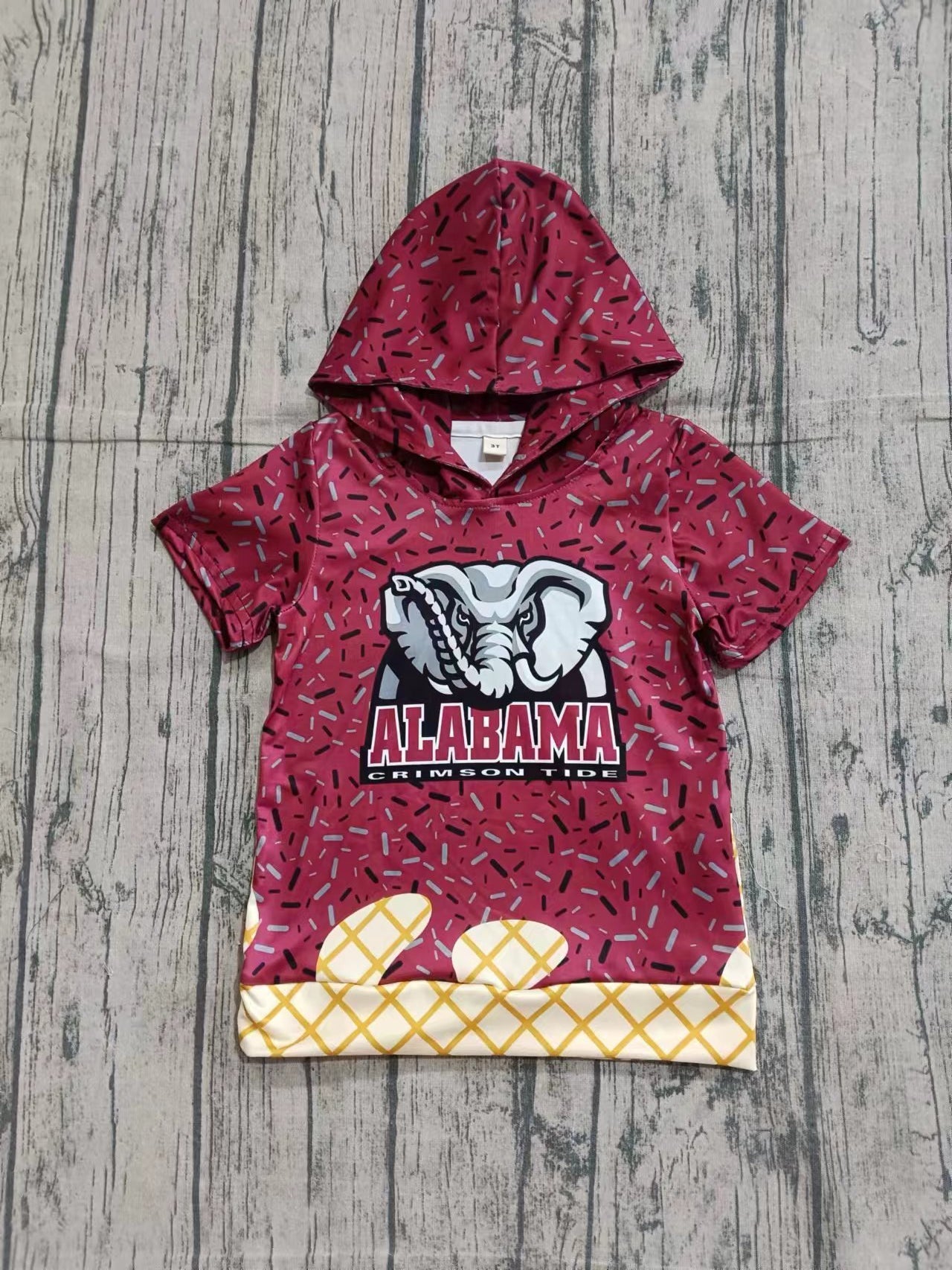 Preorder (moq 5)Baby Boys Short Sleeves Alabama Elephants Team Hoodies Top